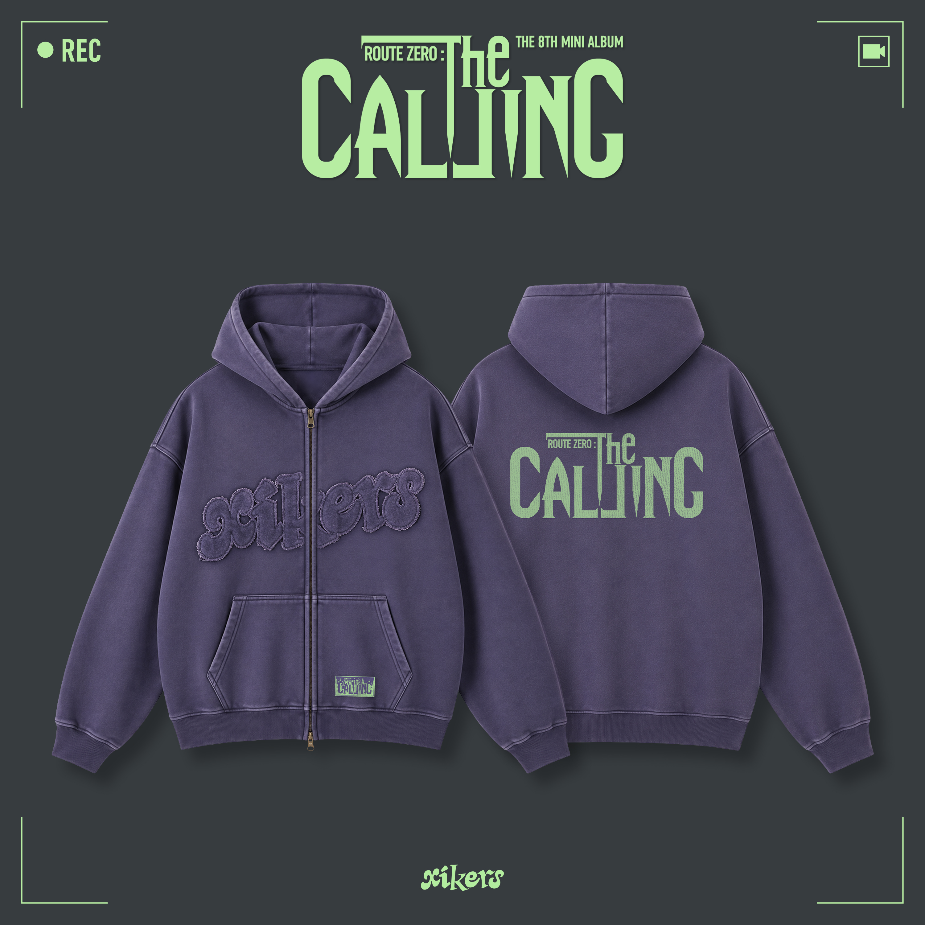 xikers - ROUTE ZERO : The CALLING - WASHED ZIP UP HOODIE