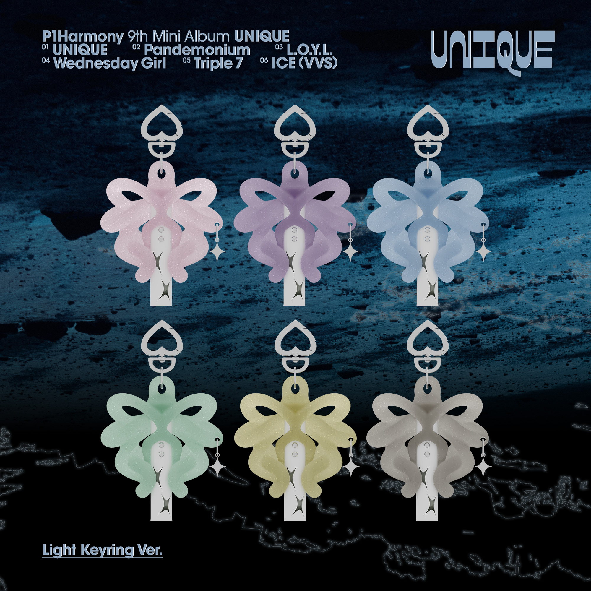 P1Harmony - UNIQUE - 9th Mini Album UNIQUE (Light Keyring ver. - random ver.)