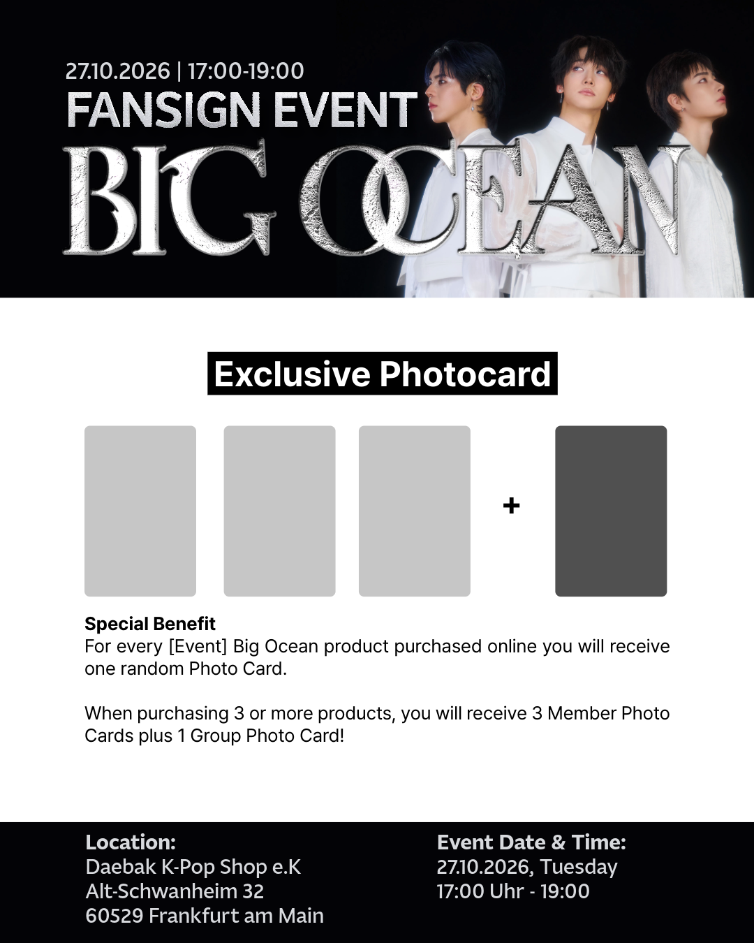 [OFFLINE FANSIGN EVENT] BIG OCEAN - official KSL(Korean Sign Language) Cards + exclusive Photocard
